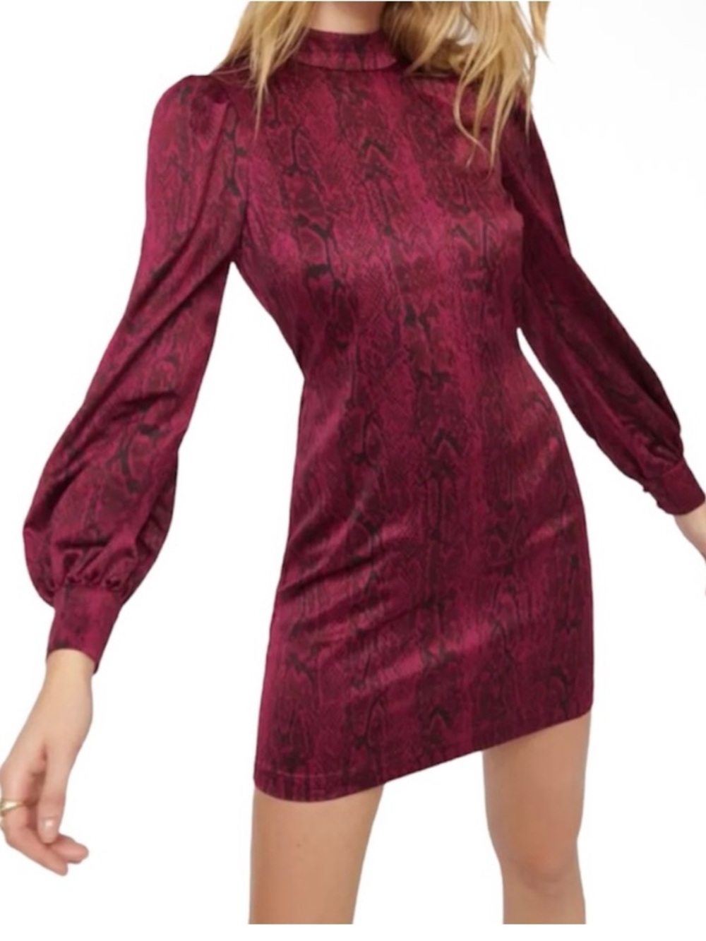 Dynamite Wine-Red Long Sleeve Mini Dress